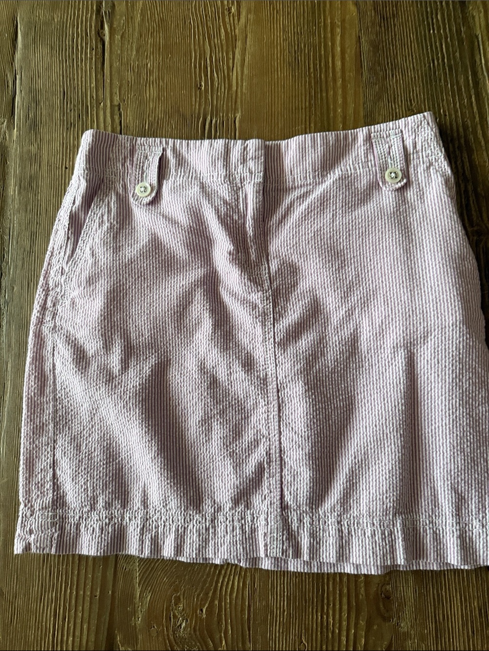 LOFT Light Pink Seersucker Mini Skirt